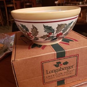 Longaberger American Holly Pottery serving bowl.